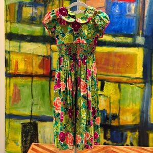 Le' Za Me Avocado Smock Empire Dress 6x